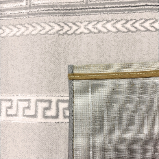 Teppich modern grau silber Bordüre Muster strapazierfähig elegant
