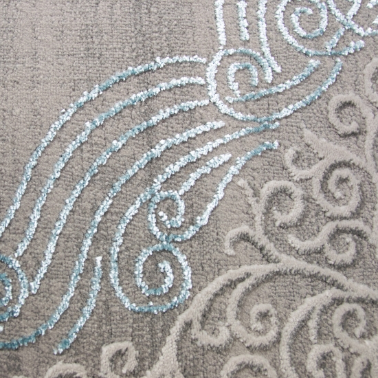 Vintage-Flair Orient Teppich verwaschen in silber-türkis