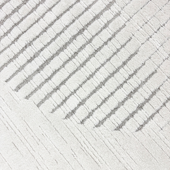Wohnzimmerteppich Schlafzimmerteppich hoch tief Effekt Kreis Design mit strichen in creme beige