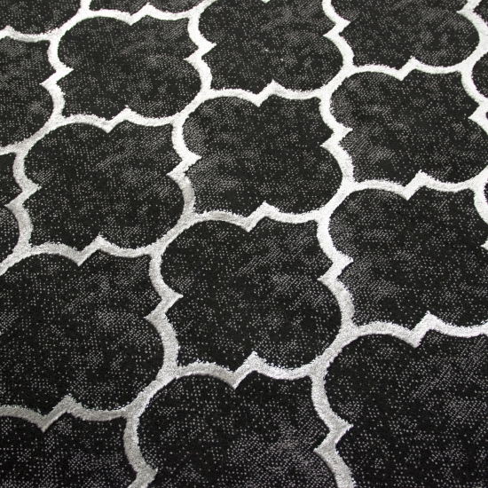 Designer und Moderner Teppich Marokko Wohnzimmerteppich Orient in Grau Schwarz