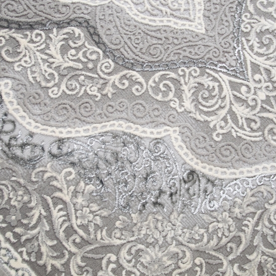 Orientteppich mit Verzierungen glänzend silber grau-beige