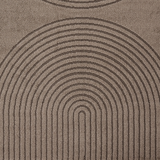 Preview: Designteppich Braun mit 3D-Kreismuster elegant und modern
