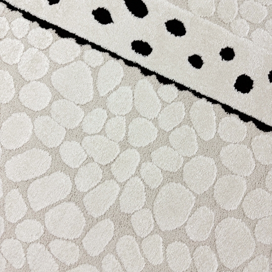 Kinderzimmer Teppich Spielzimmer glückliche Giraffe weich in beige creme schwarz