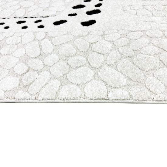 Kinderzimmer Teppich Spielzimmer glückliche Giraffe weich in beige creme schwarz