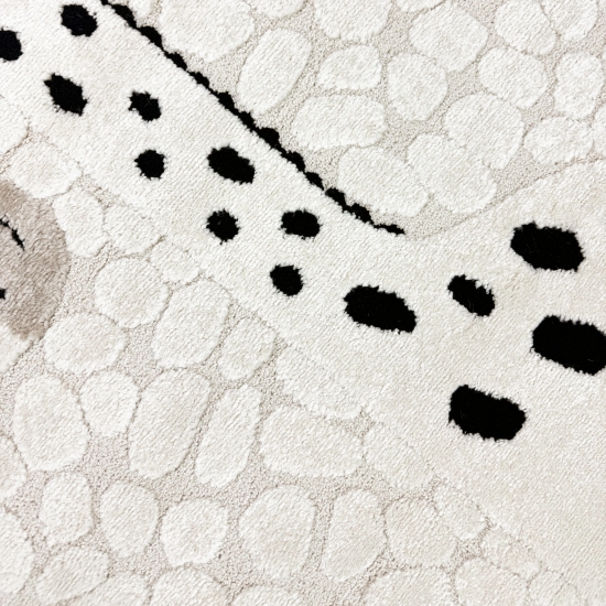 Kinderzimmer Teppich Spielzimmer glückliche Giraffe weich in beige creme schwarz