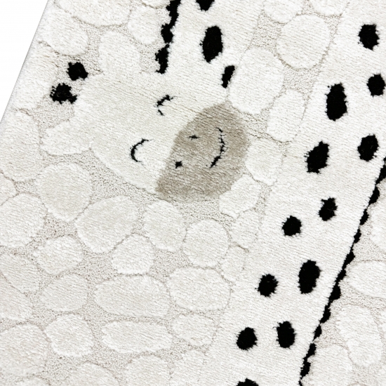 Kinderzimmer Teppich Spielzimmer glückliche Giraffe weich in beige creme schwarz