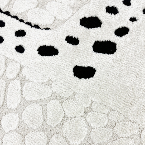 Kinderzimmer Teppich Spielzimmer glückliche Giraffe weich in beige creme schwarz