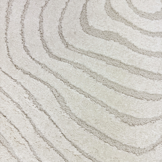 Wohnzimmer- und Kinderzimmerteppich in Beige mit Kreisförmigem Jahresringe Muster