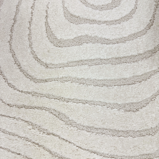 Wohnzimmer- und Kinderzimmerteppich in Beige mit Kreisförmigem Jahresringe Muster