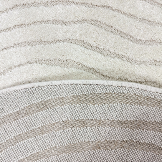 Wohnzimmer- und Kinderzimmerteppich in Beige mit Kreisförmigem Jahresringe Muster