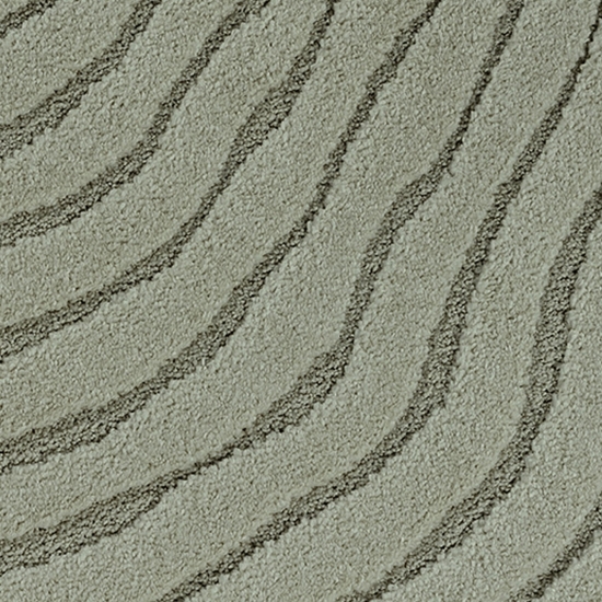 Preview: Runder Designteppich grün mit Wellenstruktur modern & pflegeleicht