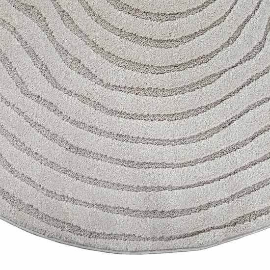 Preview: Runder Designteppich grau mit Wellenstruktur modern & elegant