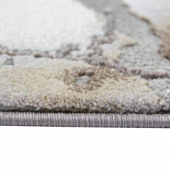 Teppich Marmor Muster mit Glanzfasern braun beige silber