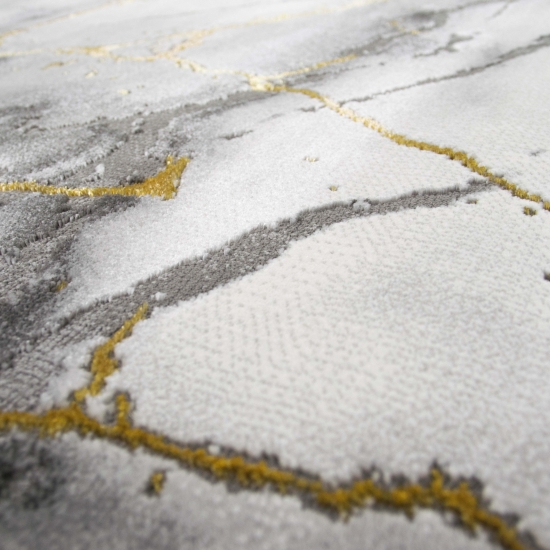 Teppich Marmor Muster mit Glanzfasern grau gold