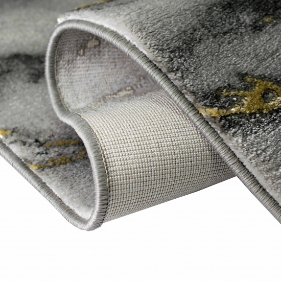 Teppich modern Wohnzimmerteppich Marmor Optik in creme grau gold