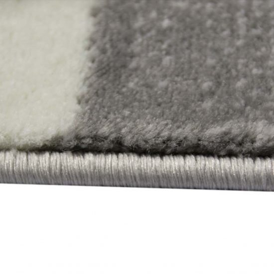 Designteppich London Patchwork Creme Grau mit roten Highlights