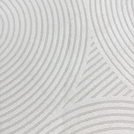 Moderner Wohnzimmerteppich mit elegantem Kreismuster in creme