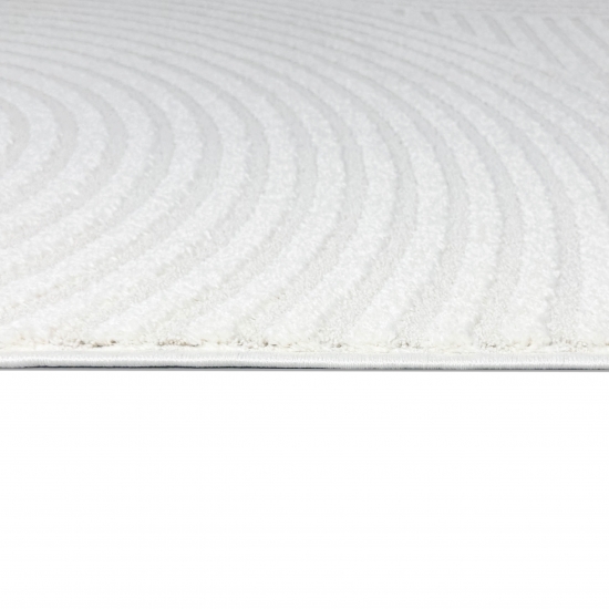 Moderner Wohnzimmerteppich mit elegantem Kreismuster in creme