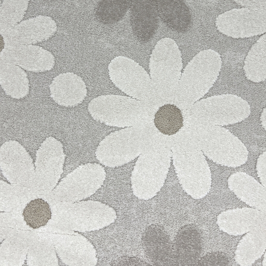 Preview: Süßer Kinderzimmerteppich mit 3D-Effekt im Blumenmuster in creme beige