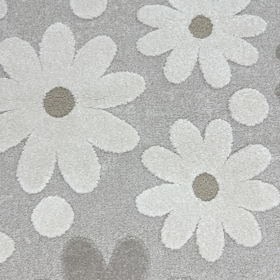 Süßer Kinderzimmerteppich mit 3D-Effekt im Blumenmuster in creme beige