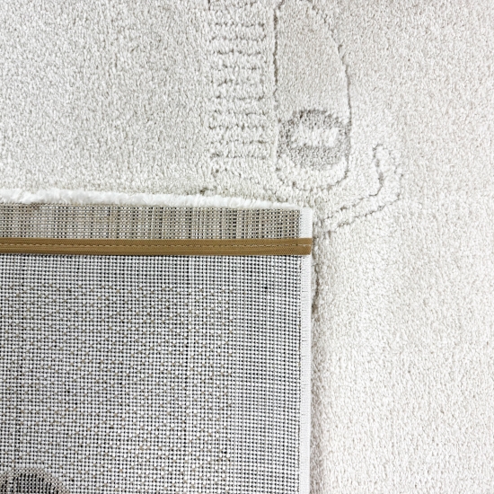 Kinderteppich mit Höheneffekt und verschiedenen Autos in creme beige