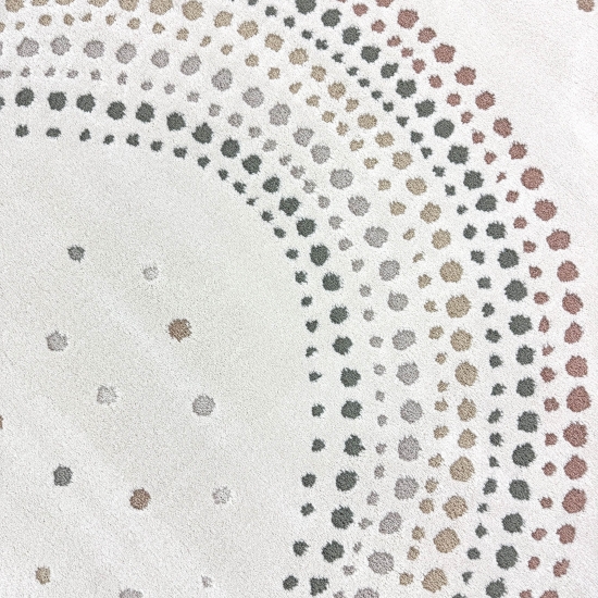 Preview: Bezaubernder Kinderteppich 3D-Effekt Regenbogen Punktemuster in creme bunt