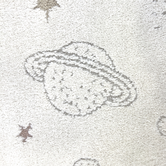 Abenteuerlicher Kinderteppich Raumschiffen Planeten Sterne in creme grau beige