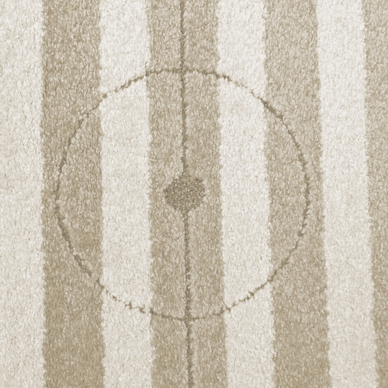 Preview: Spielerischer Kinderteppich weich robust gestreiftes Fussballfeld in creme beige