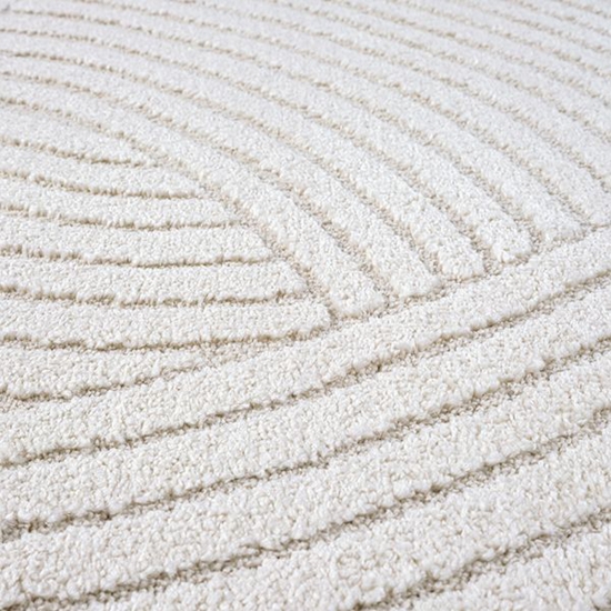 Moderner Teppich Weich, Pflegeleicht & Stilvoll mit Hoch-Tief-Wellenmuster in creme