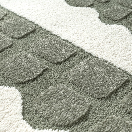 Preview: Design Kinderteppich Krokodil minimalistisch Creme Grün 3D Struktur