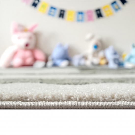 Design Kinderteppich Krokodil minimalistisch Creme Grün 3D Struktur