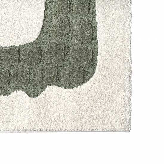 Design Kinderteppich Krokodil minimalistisch Creme Grün 3D Struktur