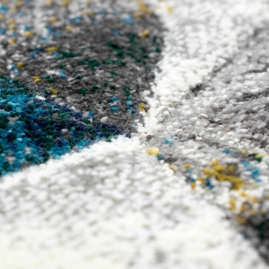 Teppich modern Teppich Wohnzimmer abstrakt grau blau
