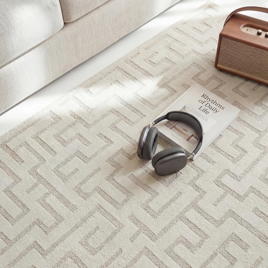 Teppich Modern Creme mit Strukturdesign und eleganter Oberfläche