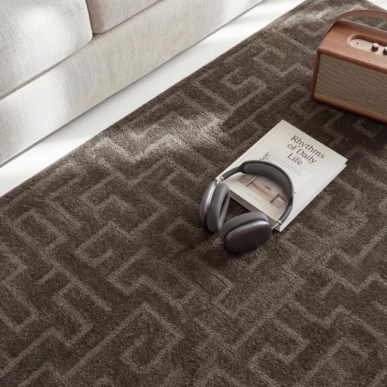 Teppich Designer Dunkelbraun elegant strukturiert modern