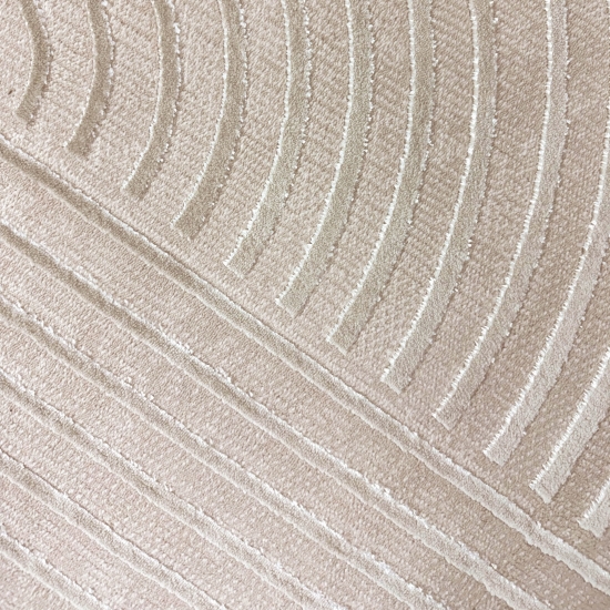 Beigefarbener Teppich mit Gebogenen Linien für Stilvolle Wohnräume