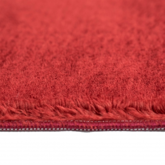 Badezimmer Teppich mit abgerundeten Ecken | waschbar | in rot