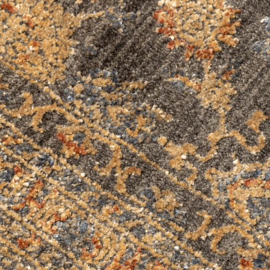 Preview: Wohnzimmerteppich mit Ornamenten & Verzierungen in blau kupfer