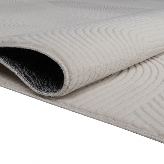 Schöner warmer Teppich mit elegantem Linienmuster in creme