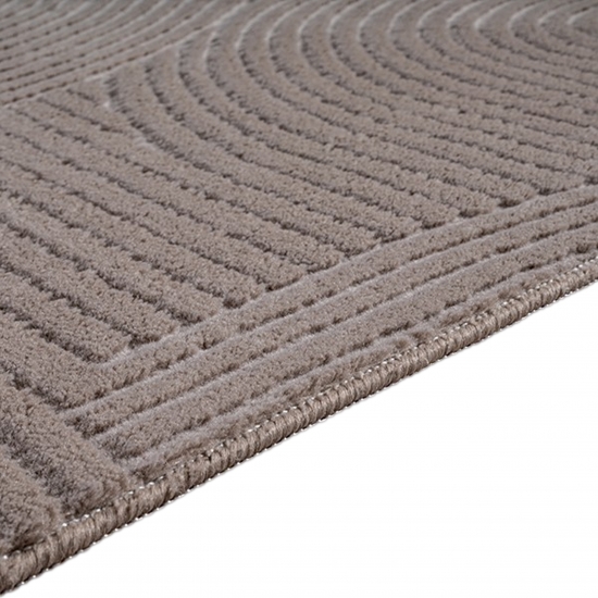 Teppich Taupe mit modernem Bogenmuster und strukturierter Oberfläche