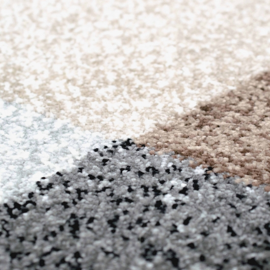 Abstrakter Teppich Flur Wohnzimmer modernes Karomuster in grau beige braun schwarz
