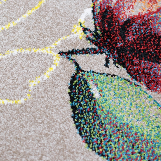 Designerteppich mit wunderschönem Blumendesign – taupe mehrfarbig