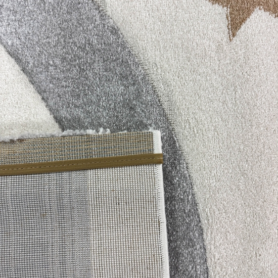 Moderner Teppich Pastellfarben weich pflegeleicht mit Regenbogendesign in Creme