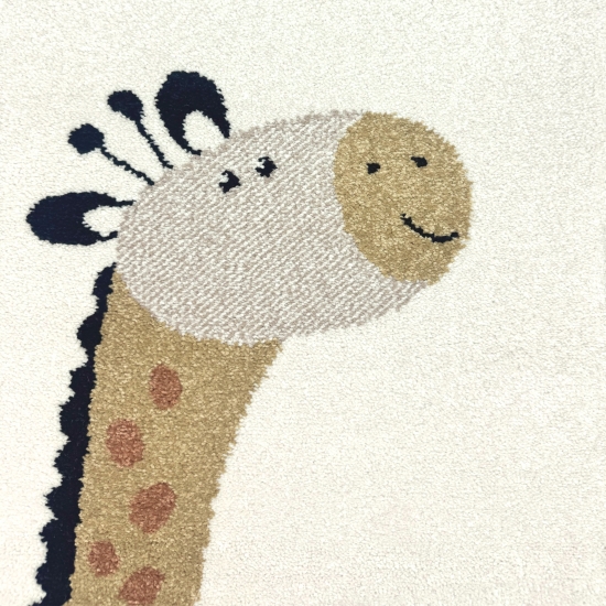 Preview: Kinderteppich mit Hüpfspiel und Tiermotiven Weich, Pflegeleicht & Spielerisch Lernen in creme