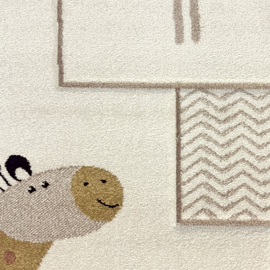 Kinderteppich mit Hüpfspiel und Tiermotiven Weich, Pflegeleicht & Spielerisch Lernen in creme
