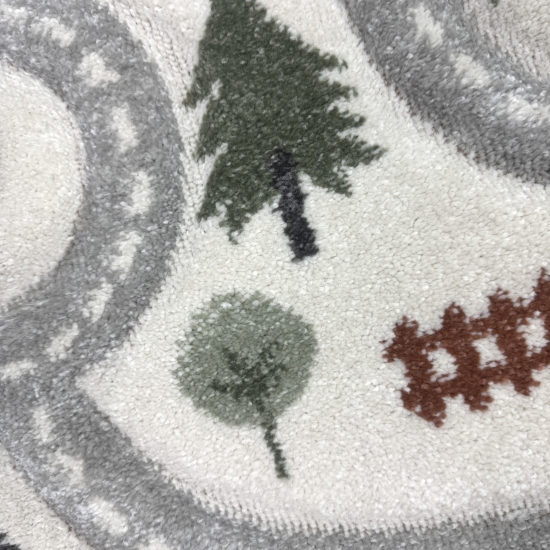 Preview: Runder Spielteppich mit Straßenmotiv Weich, Pflegeleicht & Strapazierfähig für Kinderzimmer & Spielbereiche in creme