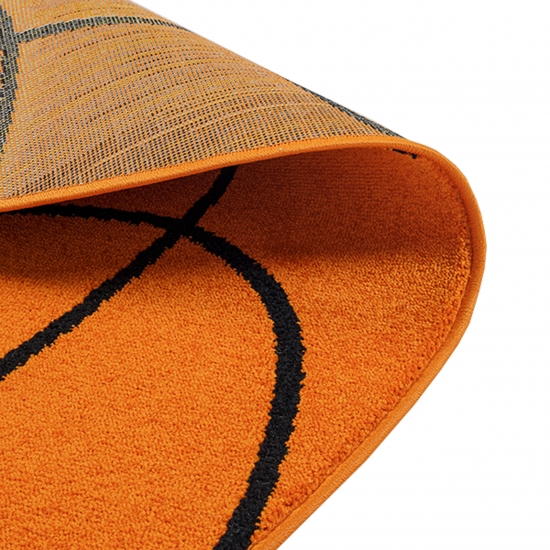 Preview: Runder Basketball-Teppich Sportliches Design Weich & Pflegeleicht für Kinderzimmer & Jugendzimmer in Orange Schwarz Preview: Runder Basketball-Teppich Sportliches Design Weich & Pflegeleicht für Kinderzimmer & Jugendzimmer in Orange Schwarz
