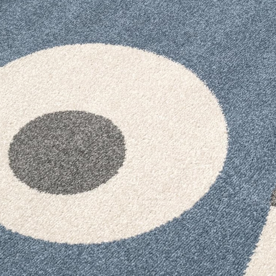 Preview: Design Kinderteppich Blau Monster Look