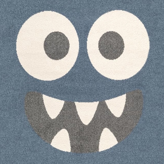 Design Kinderteppich Blau Monster Look