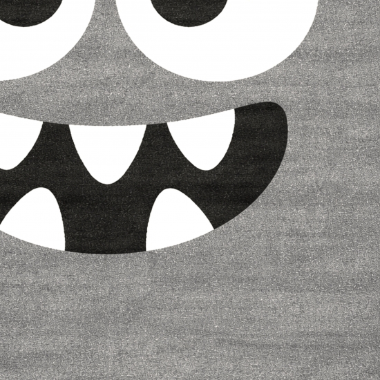 Preview: Design Kinderteppich Rund Grau Monster Look